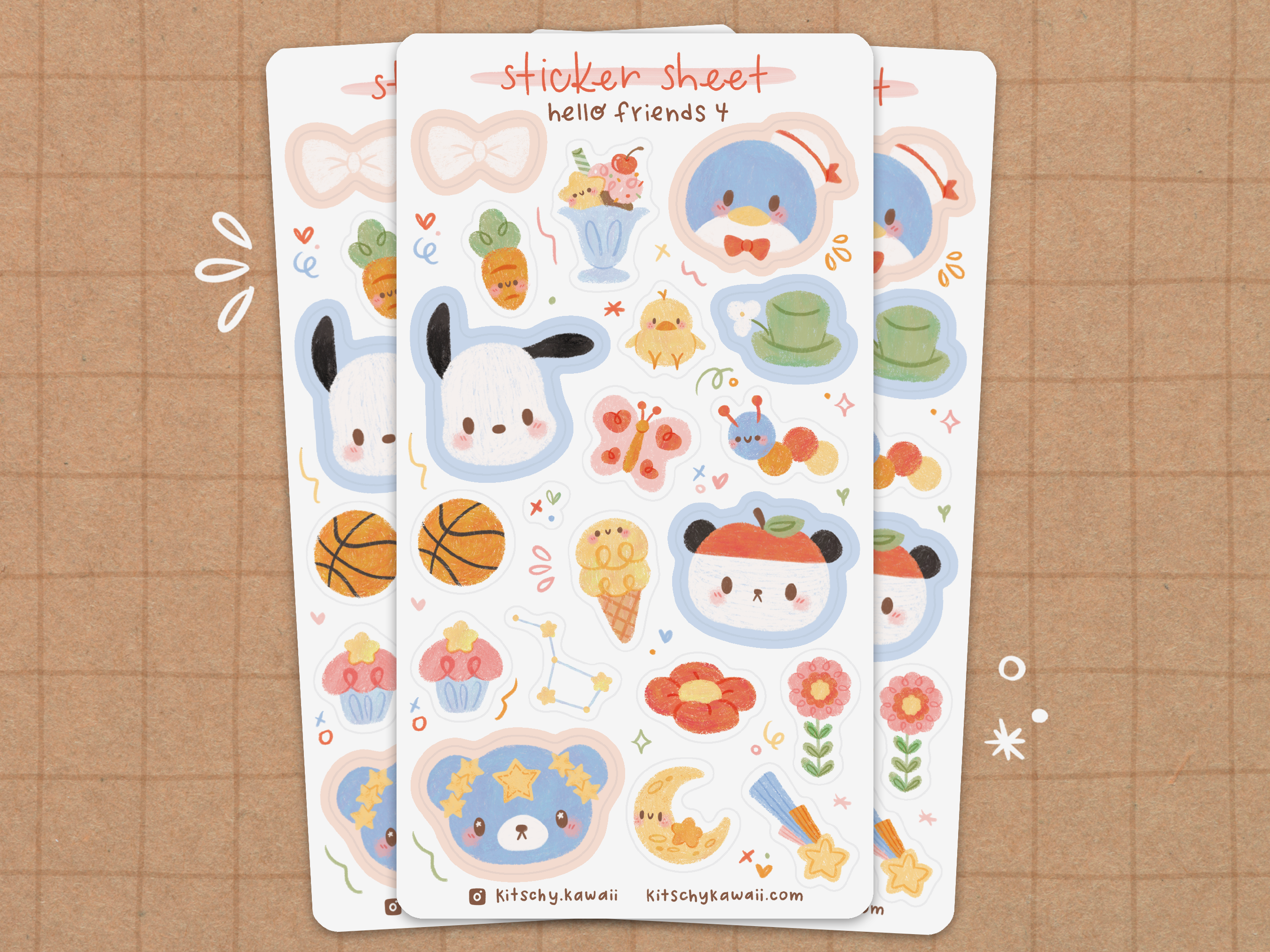 Hello Friends 4 Vinyl Sticker Sheet – Kitschy Kawaii