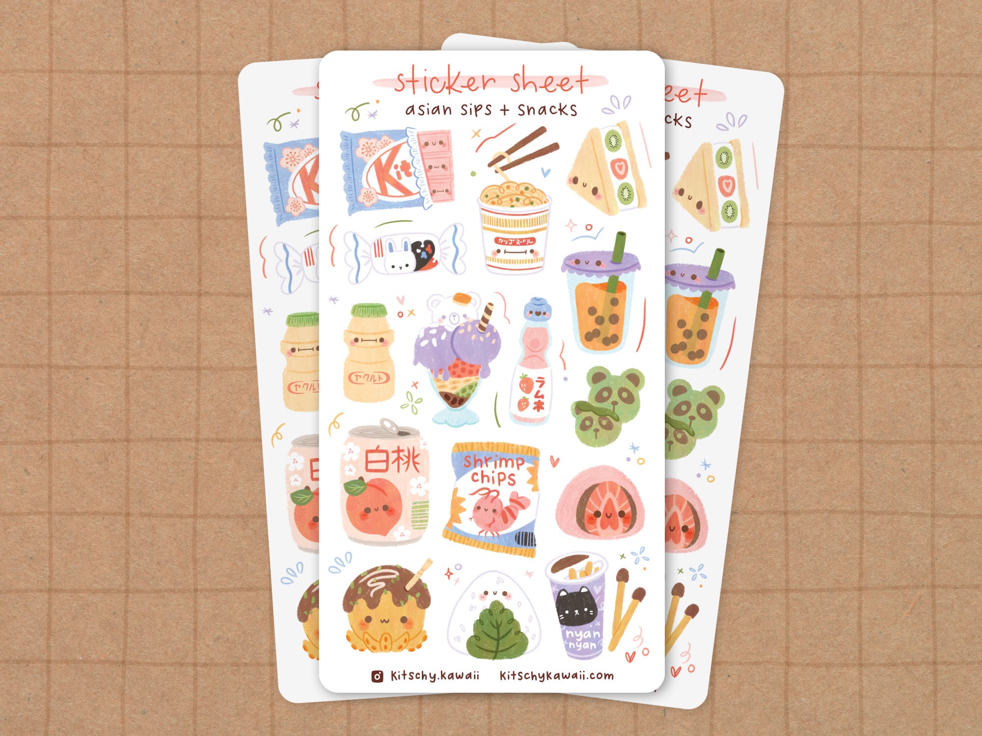 Asian Foods Sticker Sheet Bullet Journal Stickers, Planner