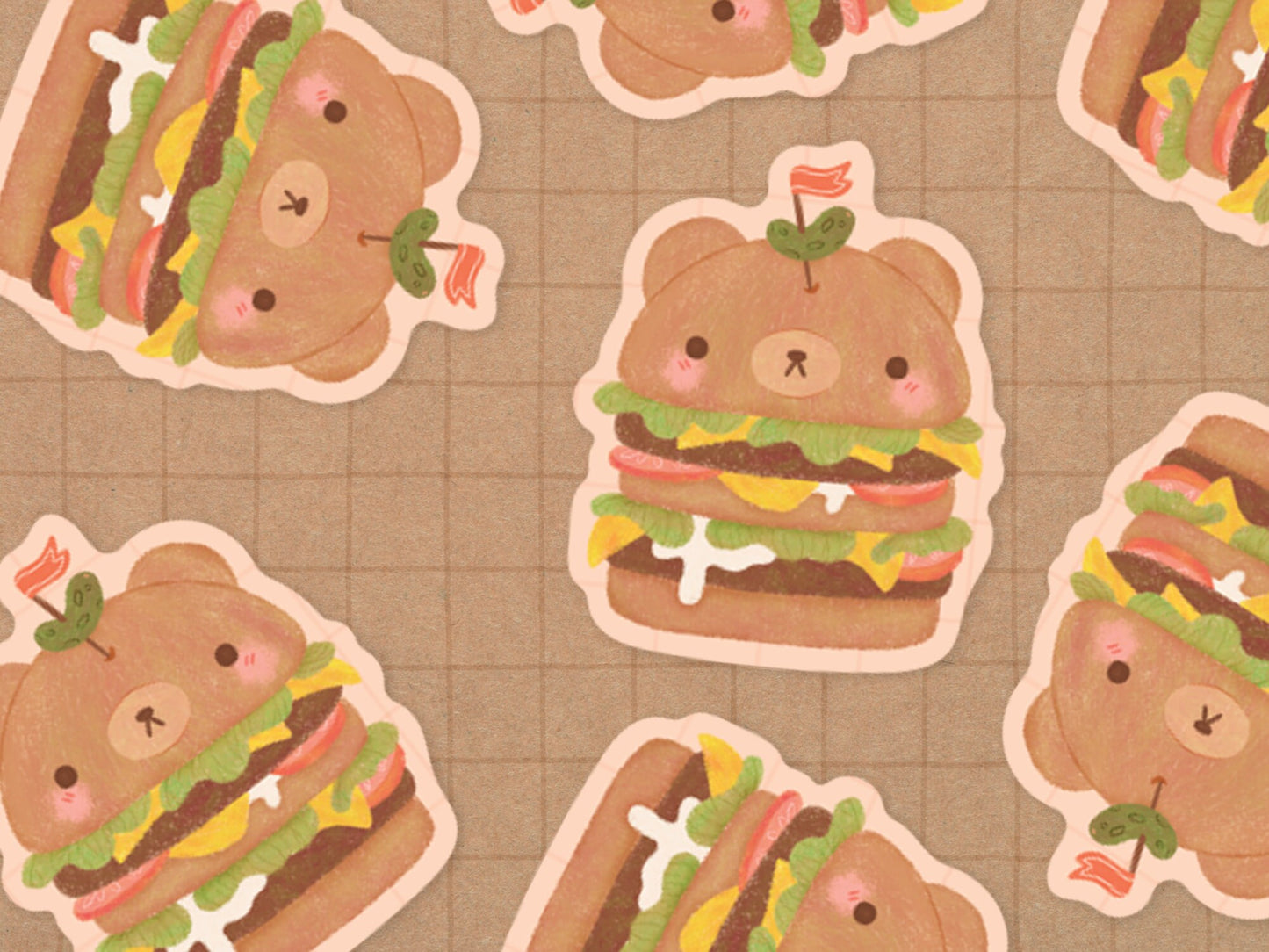 Hamburger Bear Vinyl Sticker