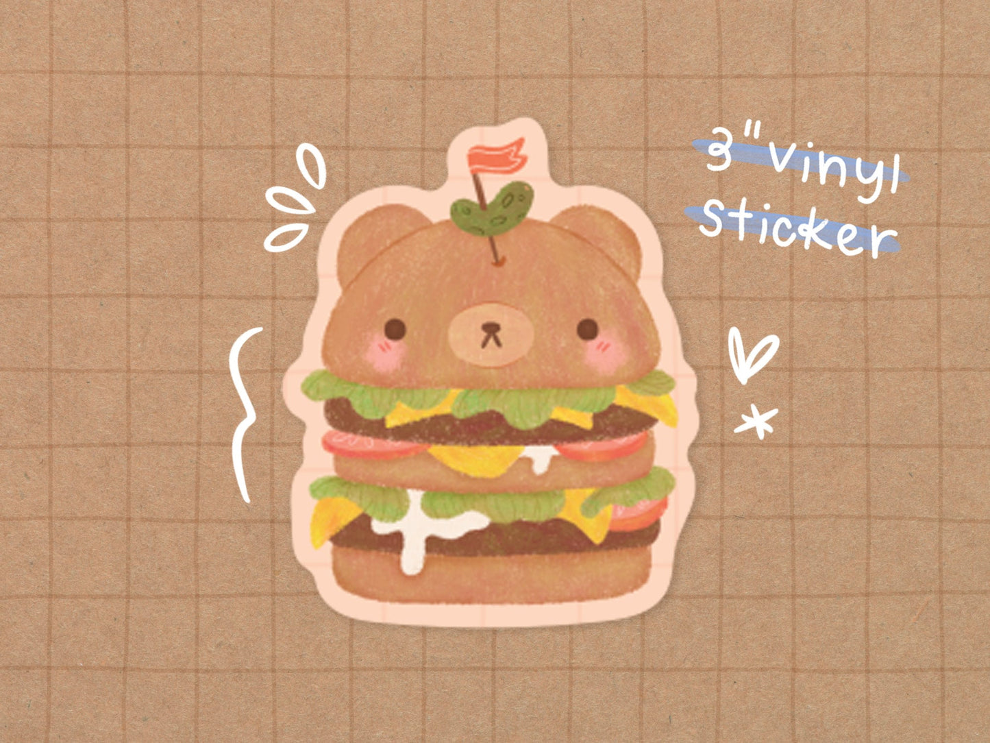 Hamburger Bear Vinyl Sticker