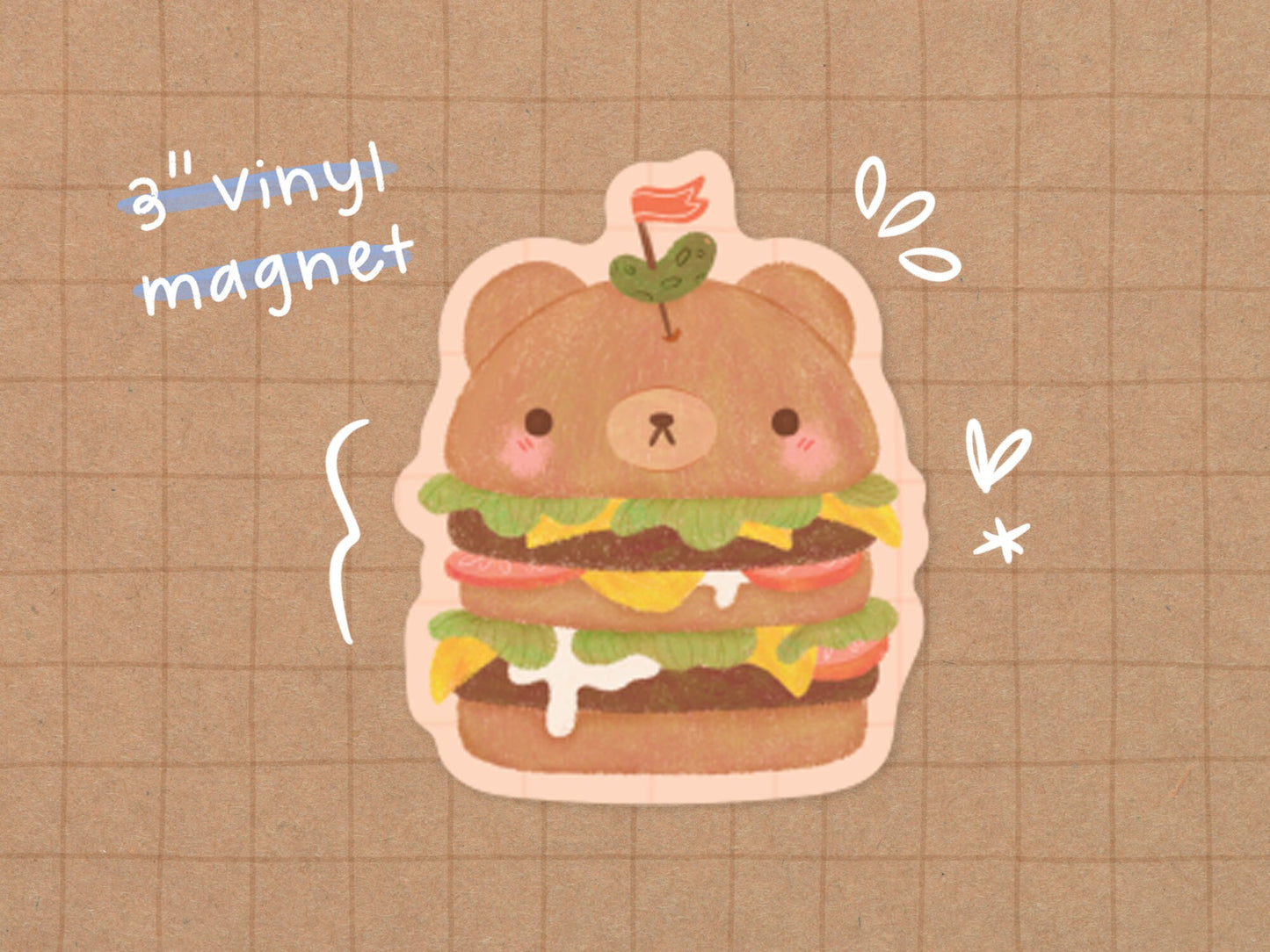 Hamburger Bear Vinyl Magnet