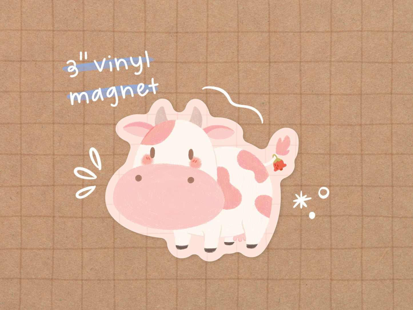 Strawberry Cow Vinyl Magnet