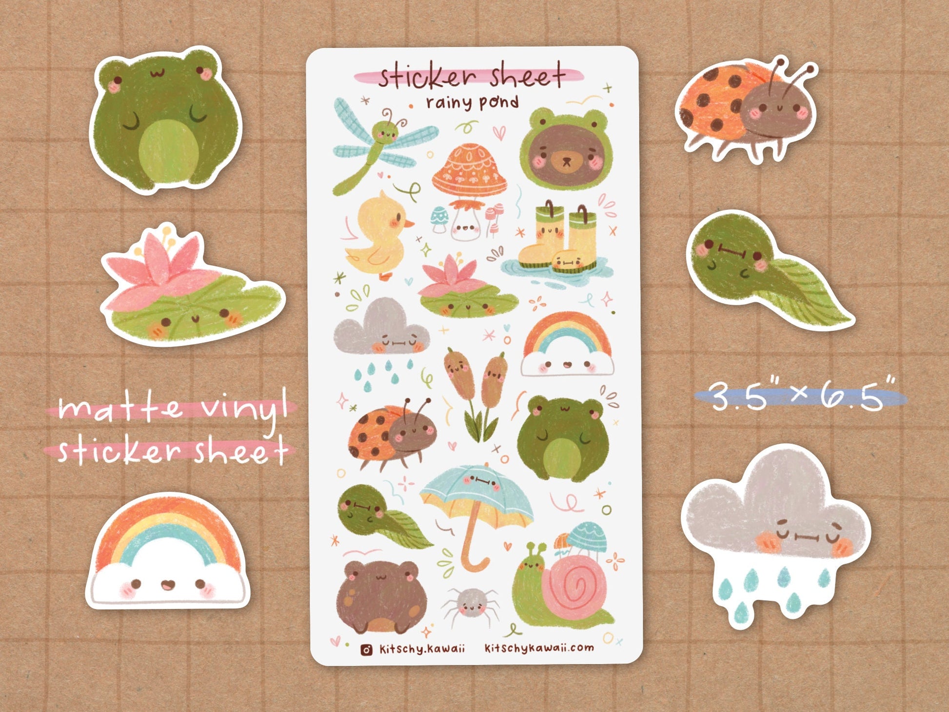 Cute Frog Stickers, Kawaii Sticker Pack, Sticker Sheet, Journal Stickers,  Kawaii Sticker Set, Cute Stickers Pack, Cute Stickers Pack 