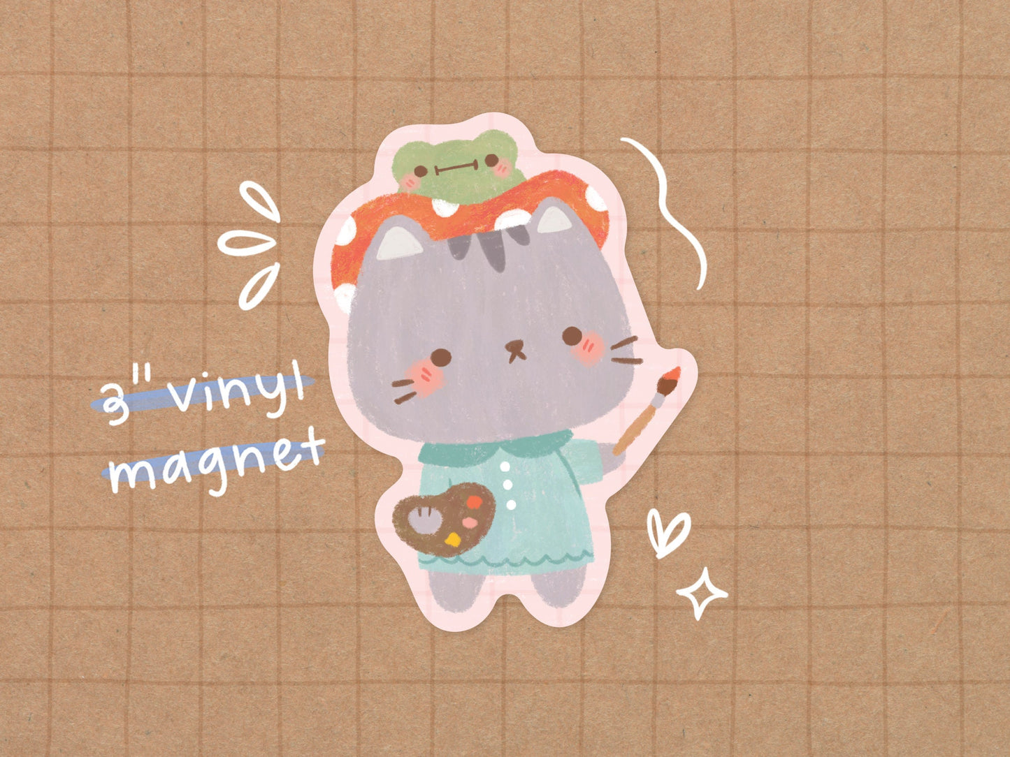 Cat Artist Vinyl Magnet