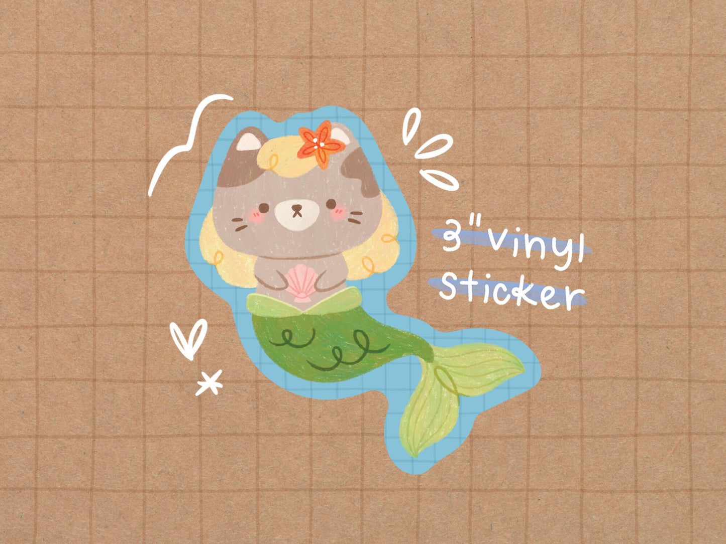 Cat Mermaid Vinyl Sticker
