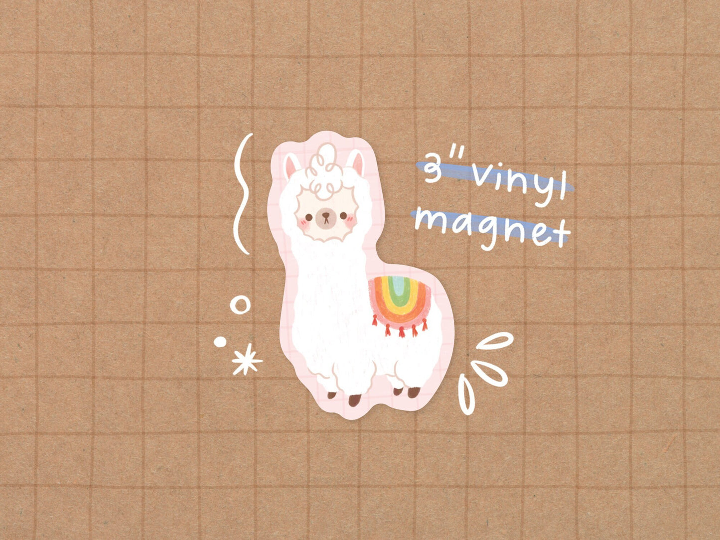 Rainbow Alpaca Vinyl Magnet
