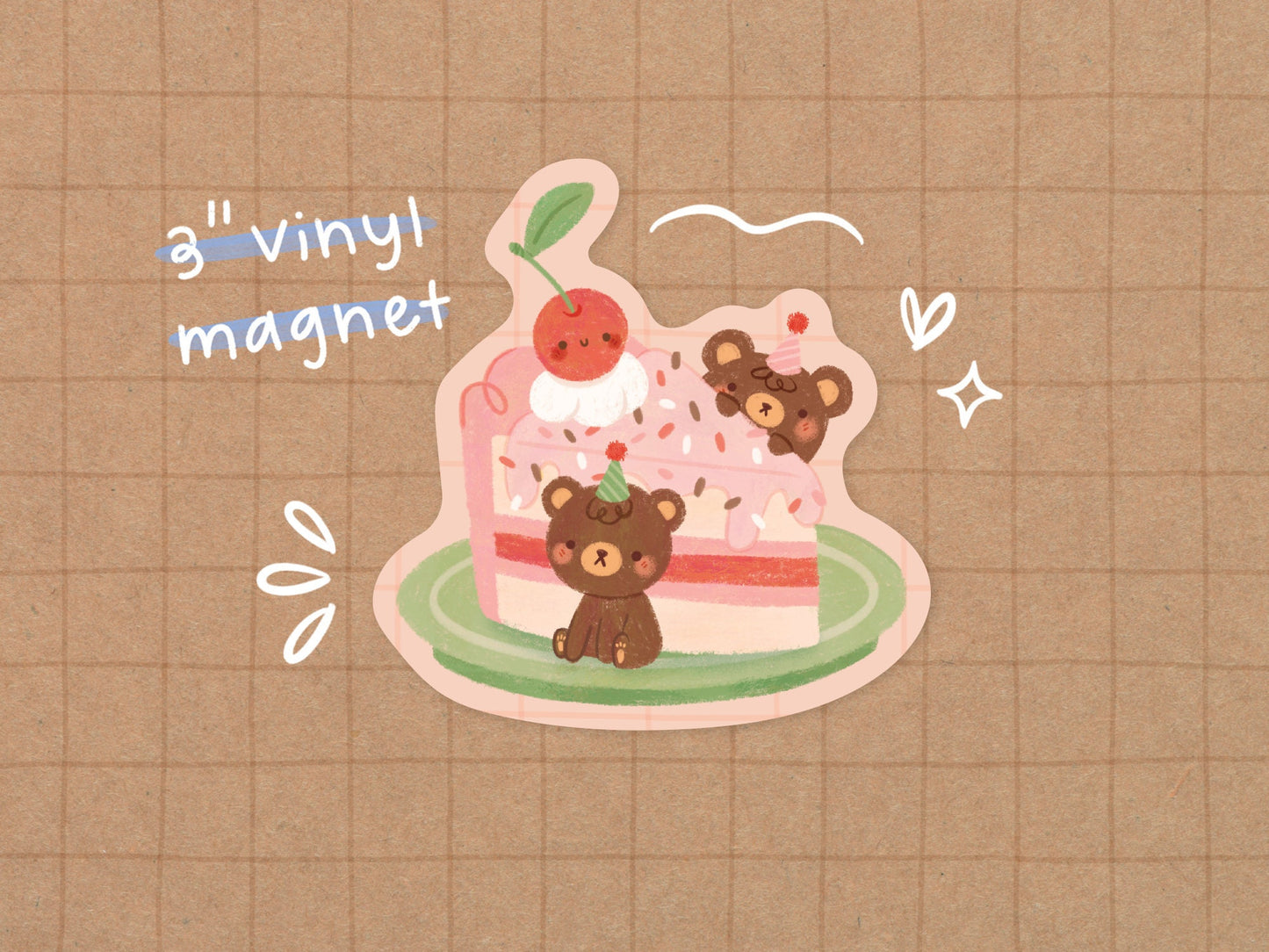 Cake Bear Vinyl Magnet