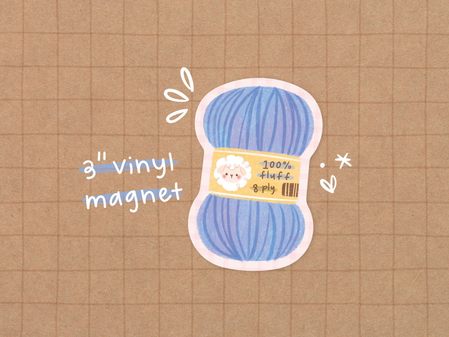 Blue Yarn Vinyl Magnet