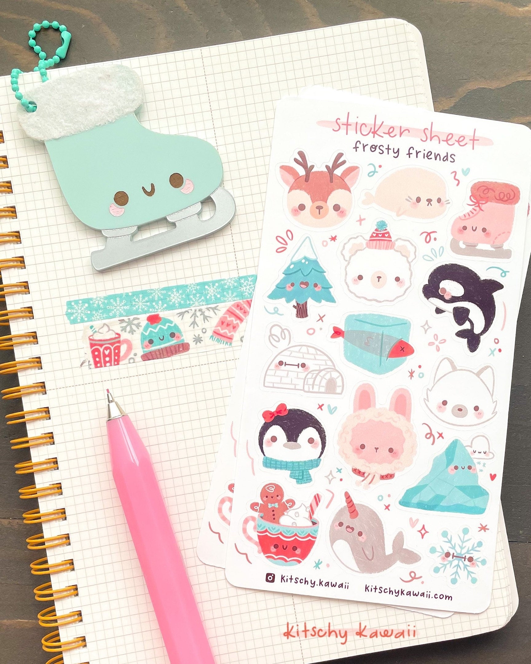 Cozy Winter Joy Sticker Sheet Kawaii Journal Decor Bullet Journal Sticker  Cat Lover Gift Doodle Art Stickers 