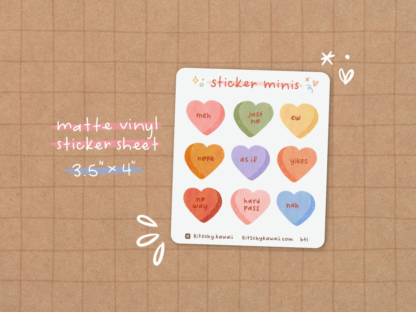 Anti Conversation Hearts Mini Sticker Sheet