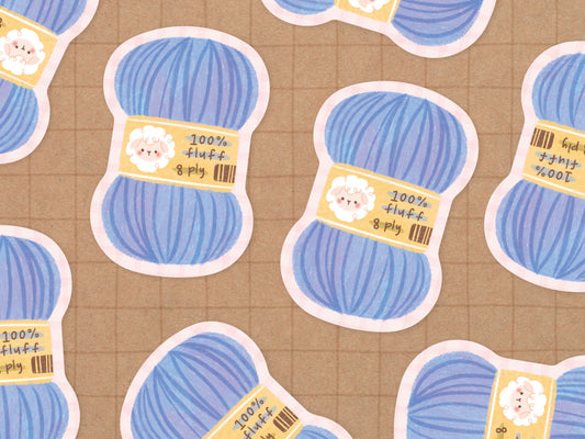 Blue Yarn Vinyl Sticker