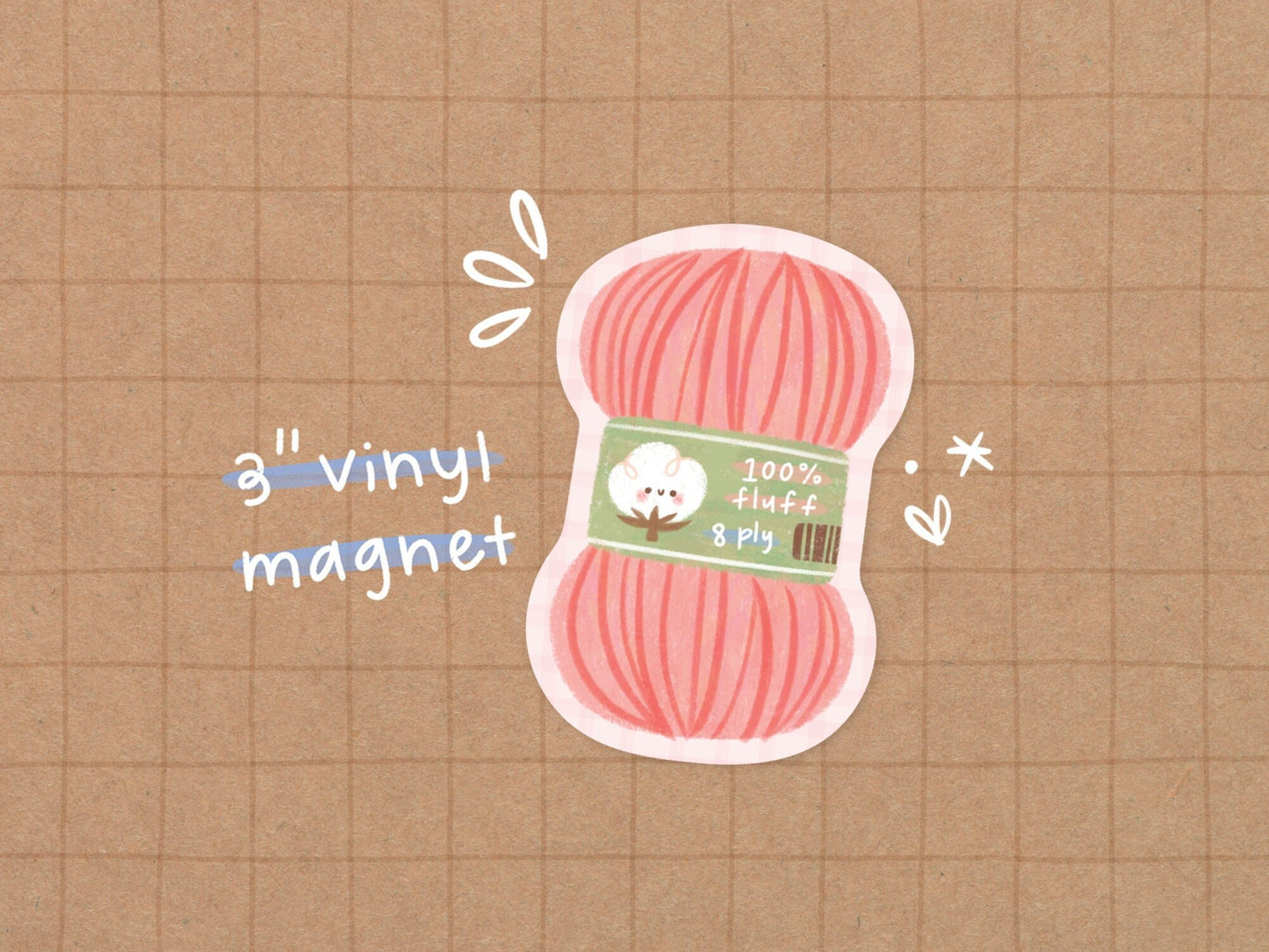 Pink Yarn Vinyl Magnet