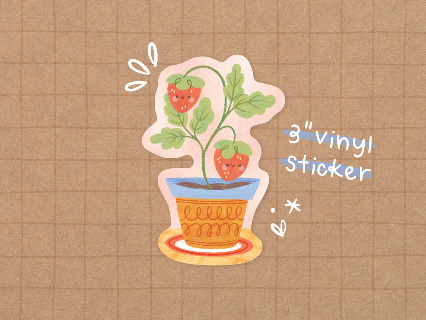 Strawberry Plant Vinyl Sticker