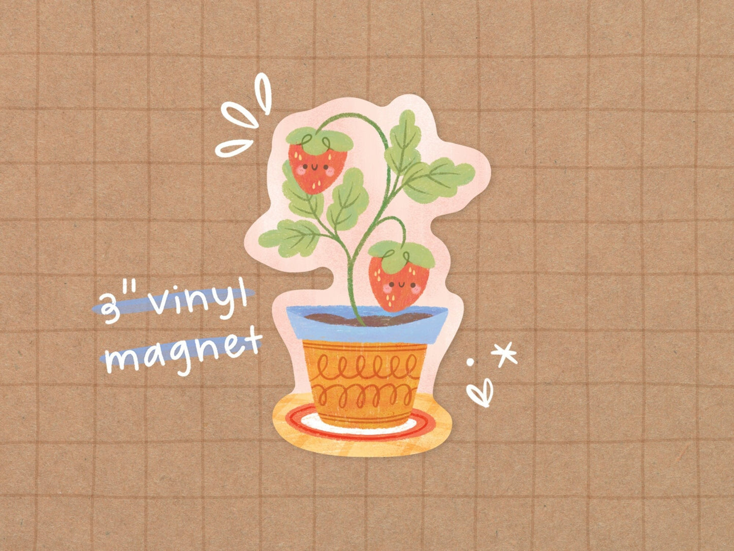 Strawberry Plant Vinyl Magnet