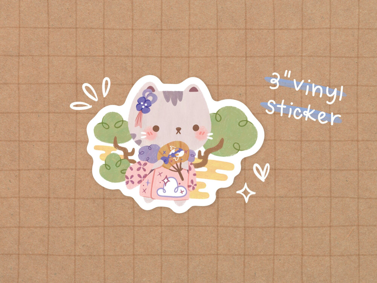Kimono Kitty Vinyl Sticker