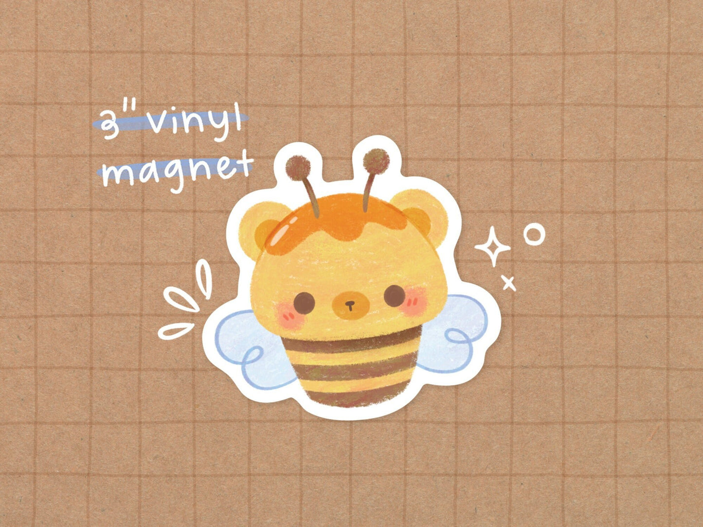 Bumble Bee Bear Vinyl Magnet