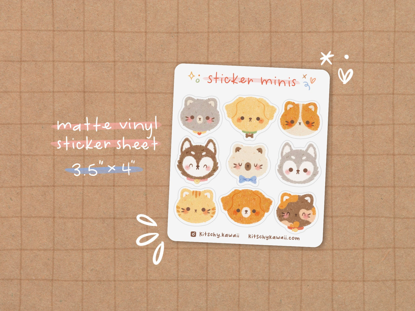 Cat + Dog Mini Sticker Sheet